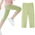 thumbnail image 1 of Girls Athletic Leggings Kids High Waist Workout Running Yoga Pants Dance Casual Active Slim Pant Tight Trouser, 1 of 5
