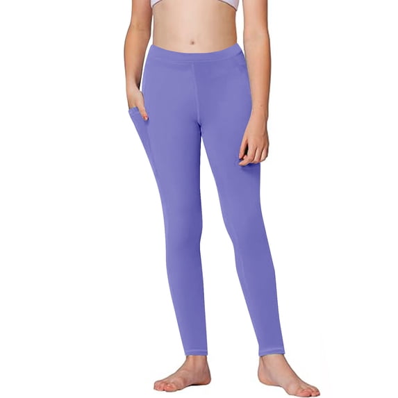 Girls Athletic Leggings Kids Workout Ankle Length High Waisted Stretchy Running Yoga Pants with Pockets