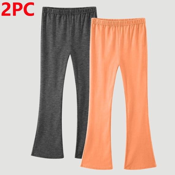 Girls Athletic Leggings New 2 Pack Girls Flare Leggings High Waist Lightweight Pants Kids Cotton Casual Clothes for Teen Girl Coffee 9 Years