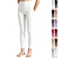 thumbnail image 1 of Girls Athletic Leggings with Pockets Kids High Waisted Yoga Pants for Teens Dance Running Workout Tights,White,150, 1 of 7