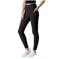 thumbnail image 1 of Girls Athletic Leggings with Pockets, Tween Workout Yoga Pants Dance Running Casual Stretchy Tights Pants Black 5-6Y, 1 of 8