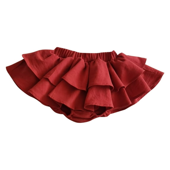 Girls Athletic Pull on Tennis Skorts on Clearance Newborn Baby Girls Short Pants Solid Ruffle Cotton Bloomers Skirt Outerwear Pants Cake Puffy Skirt New Red 3-4 Years