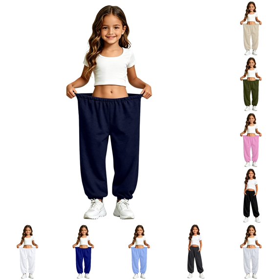 Girls' Athletic Regular Fit Workout Jogger Sweatpants with Pockets 12-13 Years