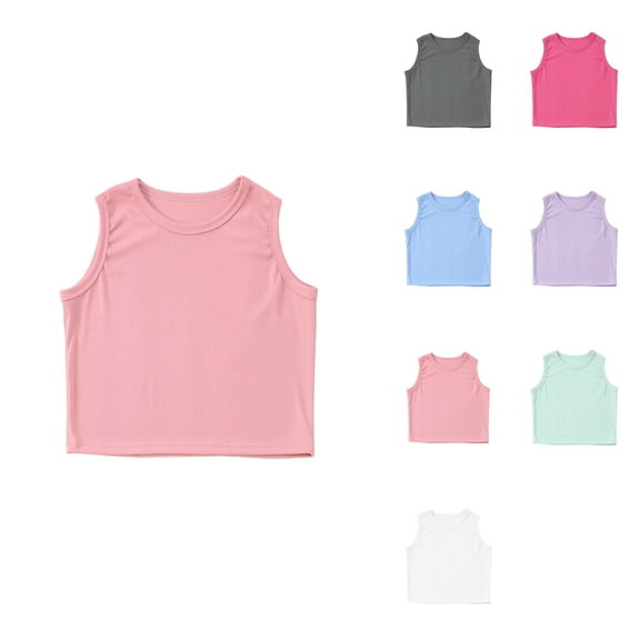 Girls Athletic Rib Knit High Neck Crop Tank Top for Yoga, Gym, and Summer Wear