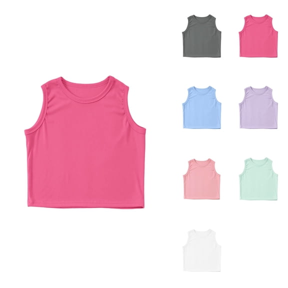 Girls Athletic Rib Knit High Neck Crop Tank Top for Yoga, Gym, and Summer Wear