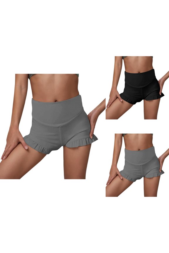 Girls Athletic Ruffle Shorts High Waisted Yoga Dance Shorts Comfy Workout Gymnastics Shorts for Toddler Kids Active Performance Wear