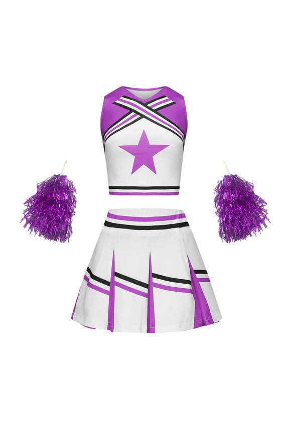 Girls Athletic Sets Cheerleading Performance Uniform Scrubs for Women Set,Purple,160