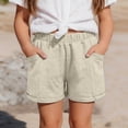 thumbnail image 1 of Girls Athletic Shorts Athletic Running Beige Shorts Elastic Waist Outfits for Girls 10-11 Years, 1 of 3