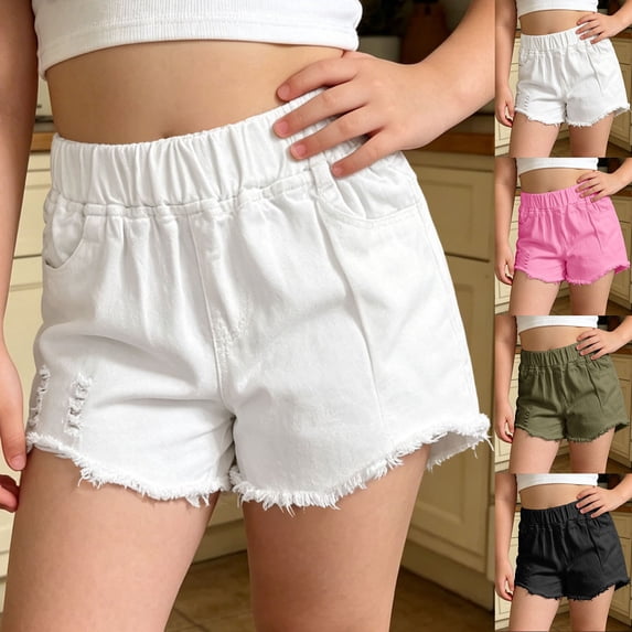Girls Athletic Shorts Classic Elastic Waist Lightweight Shorts Breathable Comfortable Kids Summer Clothing Green 10-11 Years