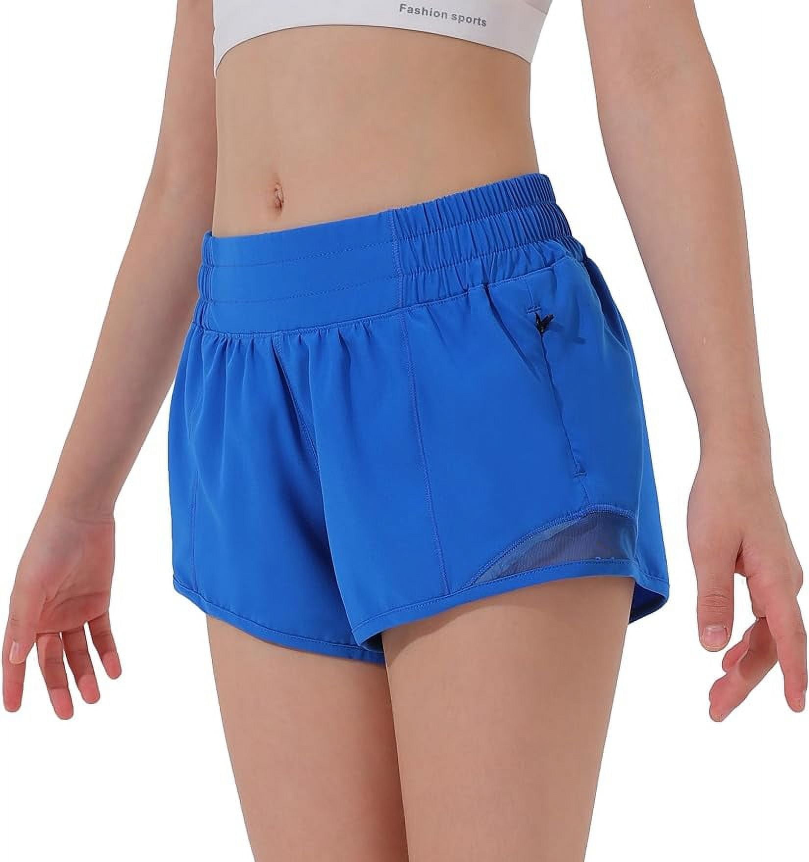 Girls Athletic Shorts Lightweight Running Shorts for Teen Girls Kids Sports Active Short with Zip Pocket and Elastic