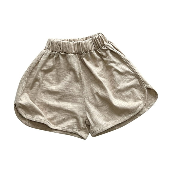 Girls' Athletic Shorts New Toddler Infant Baby Beach Shorts Loose Casual Elastic Waist Shorts Children Summer Cotton Casual Sports Shorts Khaki 7-8 Years