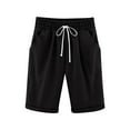 thumbnail image 1 of Girls Athletic Shorts Size 10-12 Girls Bermuda Shorts Knee Length Straight Leg Long Shorts Loose Casual Solid Drawstring Elastic Waist Short Pants Pink, 1 of 8