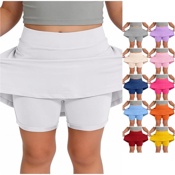 Girls Athletic Skort With Built In Shorts And Pockets Stretch Tennis Skirt For Play Cheerleading And Sports