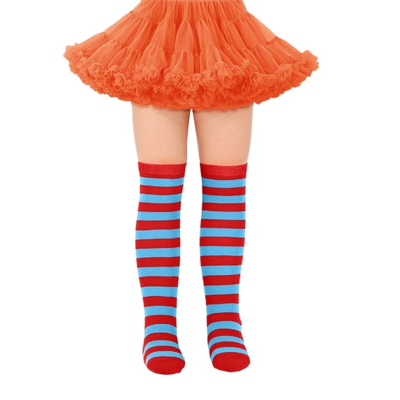 Girls Athletic Socks Knee High Striped Stockings Soft Stretchable Comfortable Breathable Fashionable Long For Daily Wear Kids Cute Crew Frilly Socks Size 7-12T