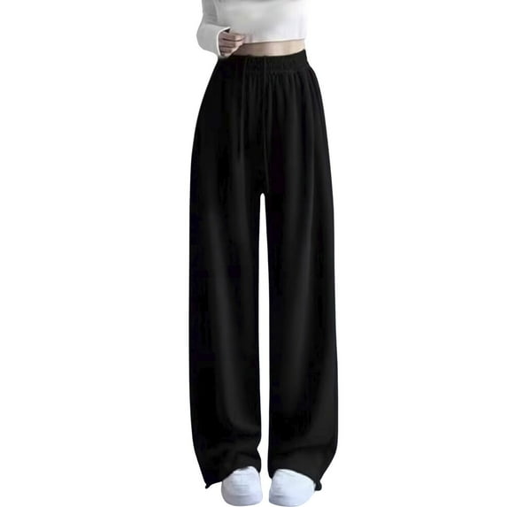 Girls Athletic Sweatpants High Waisted Wide Leg Casual Joggers Elastic Drawstring Loose Fit Pure Color Long Pants for Teens and Kids