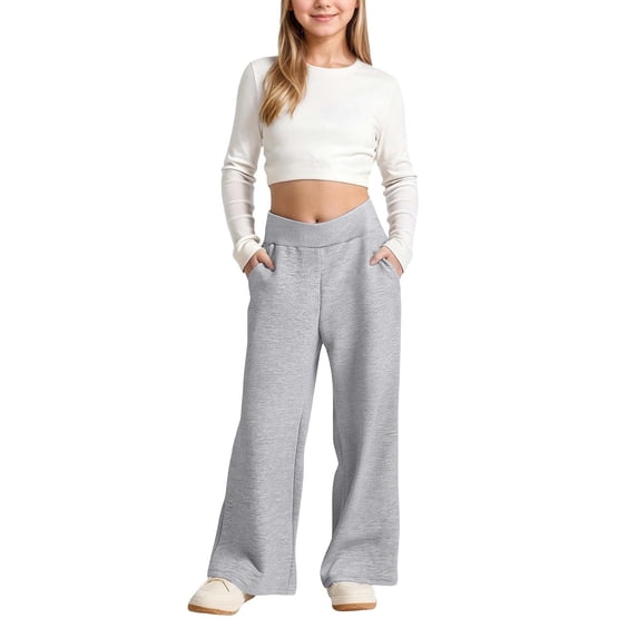 Girls Athletic Sweatpants Relaxed Fit Joggers – Soft Stretch Fabric Casual Training Trousers for School Outdoor Activity Everyday Wear Age 4-14