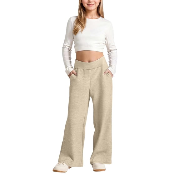 Girls Athletic Sweatpants Relaxed Fit Joggers – Soft Stretch Fabric Casual Training Trousers for School Outdoor Activity Everyday Wear Age 4-14