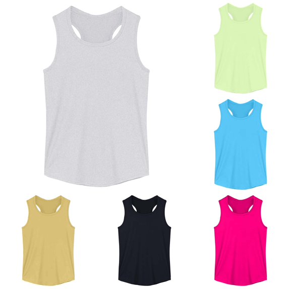 Girls Athletic Tank Tops Kids Racerback Sleeveless Workout Running Sports Shirts Size 16-17 Years