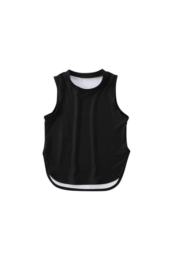 Girls Athletic Tank Tops Summer Workout Shirts For Yoga Running Gym Split Hem Sleeveless Tees Comfortable Breathable Activewear