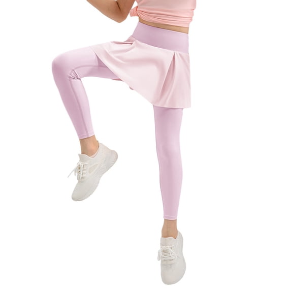 Girls Athletic Tennis Golf Skirt with Leggings Kids Workout Skirted Leggings Active Dance Yoga Skirt with Pockets 5-12 Years