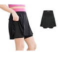 thumbnail image 1 of Girls Athletic Tennis Golf Skirts with Shorts Kids High Waist Ruffle A-line Skorts with Pockets Black Uniform Skirts 6-7 Years, 1 of 7