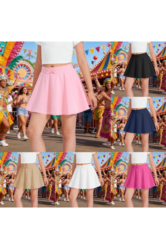 Girls Athletic Tennis Skirt With Bow Solid Color Comfortable Sports Skirt For Teens Red 11 Y-12 Y