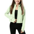 thumbnail image 1 of Girls' Athletic Yoga Jacket Long Sleeve Zip-Up Shirt with Thumb Holes Stand-Collar Breathable Fitness Jacket for Sports Activities (3-15 Years), 1 of 6