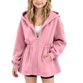 thumbnail image 1 of Girls Athletic Zip Up Hoodie Sweatshirt Hooded Zipper Sweatshirt School Outerwear Coat for Kids Pink 13-14 Years, 1 of 6