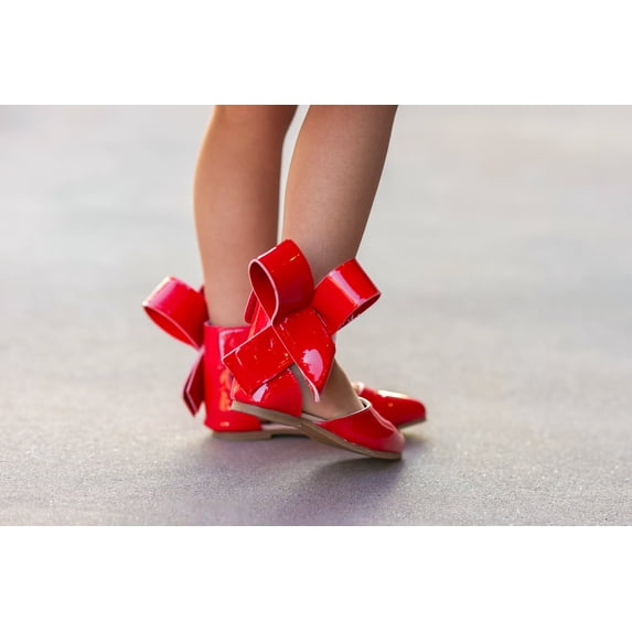 Girls Aubrey Bow Shoes Patent leather red dress shoes 1 youth (big girl)
