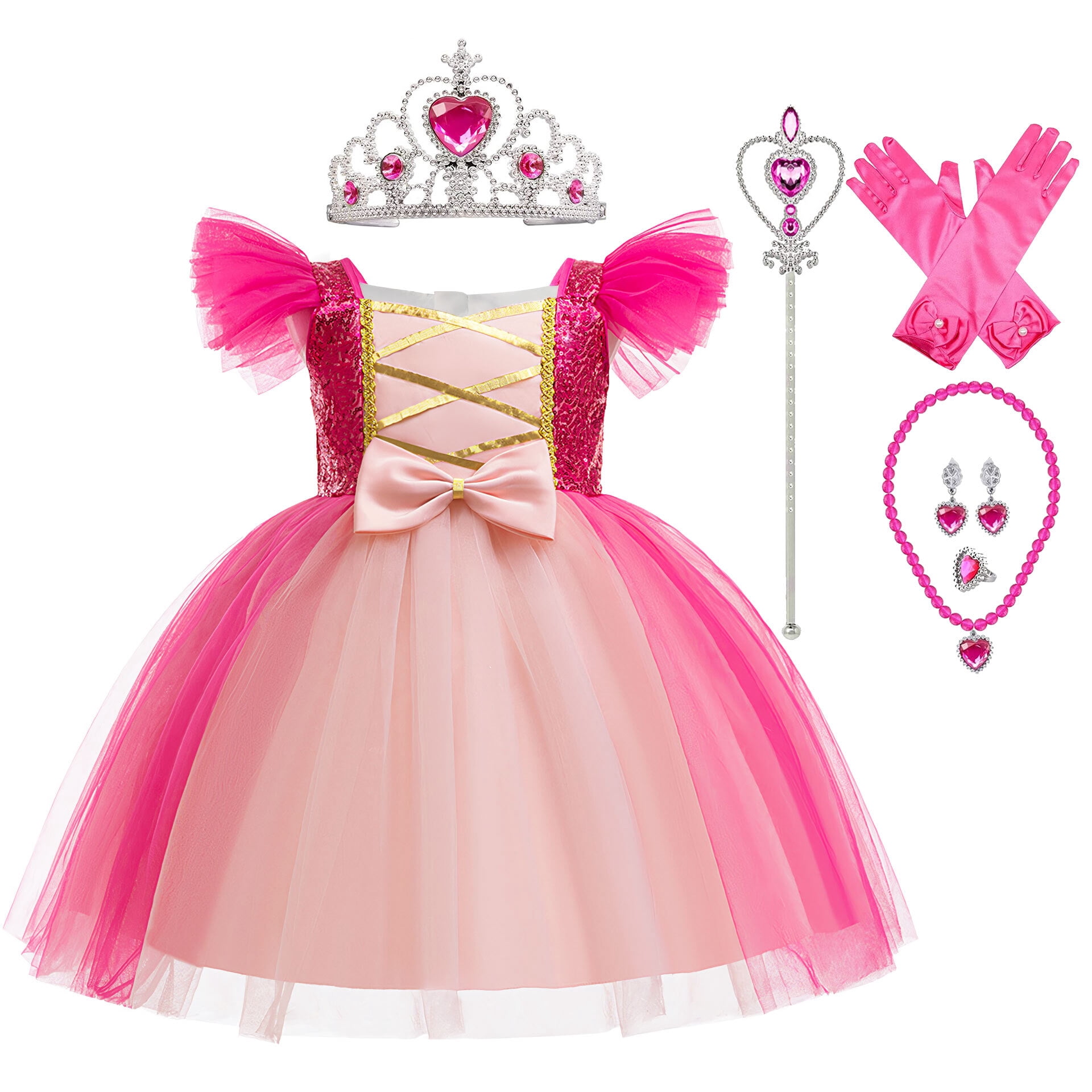 Melissa & Doug Prinzessin Kostüm-Set (3-teilig) - Pinkes Kleid, Krone & Umhang Für Kinder