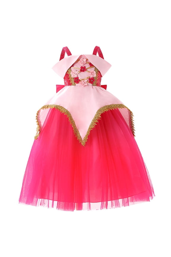 Girls Aurora Princess Dress Off Shoulder Halloween Christmas Birthday Party Gown