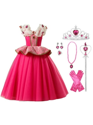 Deluxe Sleeping Beauty Ball Gown For Girls Fancy Princess Dress Gold Rim  Lace Long Sleeve Kids Luxury Aurora Party Frocks
