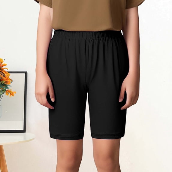 Girls Autumn Summer Style Sports Elastic Short Pants Casual Activewear for Children, 11-12 Years, Black