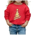 thumbnail image 1 of Girls Autumn Winter Christmas Print Round Neck Long Sleeve Casual Hoodless Sweatshirt, 1 of 4