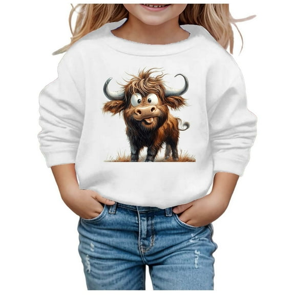 Girls' Autumn and Winter Cute Cow Print Round Neck Long Sleeve Casual Hoodless Sweatshirt Toddler Hoodie Ravioli Hoodie Sweater for Teen Girls Hoodies Boys Youth Sweatshirts Hoodies Boys Kid Jumpsuit