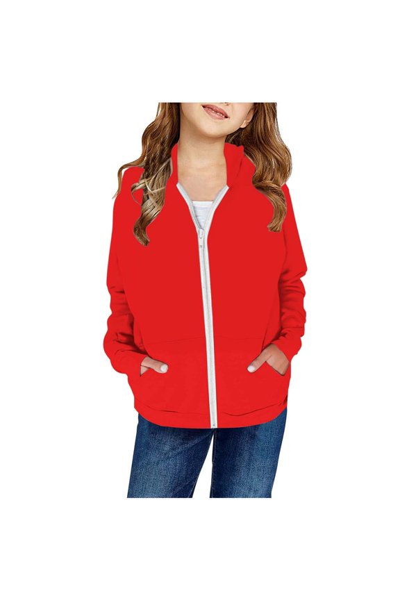 Girls Autumn Winter Hooded Cardigan Jacket with Patch Pockets and Front Zipper Closure for Cozy Comfort Girls Winter Jacket Girls and Toddlers' Warm Puffer Coat