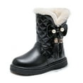 thumbnail image 1 of Girls' Autumn And Winter Snow Boots Thick Soles Non Warm Comfortable Solid Color Bow Boots Kids Snow Fashion Shoes Size 11 Little Girls Riding Boots Boots for Kids Girls Boots Size 11 Toddler Girl, 1 of 9