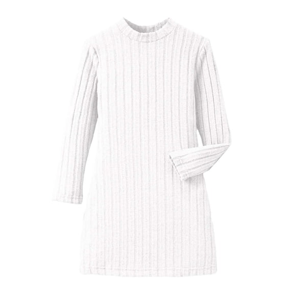 Girls' Autumn/Winter Thermal Base Layer Skirt Fleece-Lined Slim-Fit Underwear Dress Form-Fitting Knit Dress (Ages 8-12) Pill-Resistant, Soft and Skin-Friendly Dual-Purpose Outerwear/Base Layer,130