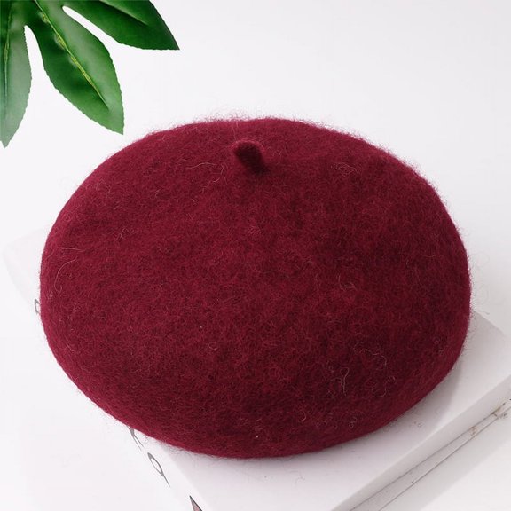 Girls Autumn Winter Warm Beret Hats Kids Solid Color Painter Caps 2-4Y