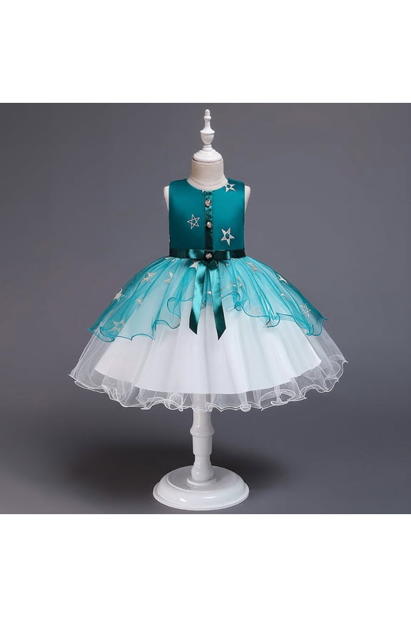 Girls Baby Blue Gown Dress without Sleeves For Wedding, Pageant, Graduation, Birthday, Christmas, Eid, Thanksgiving and New Year ages 1-6years old.