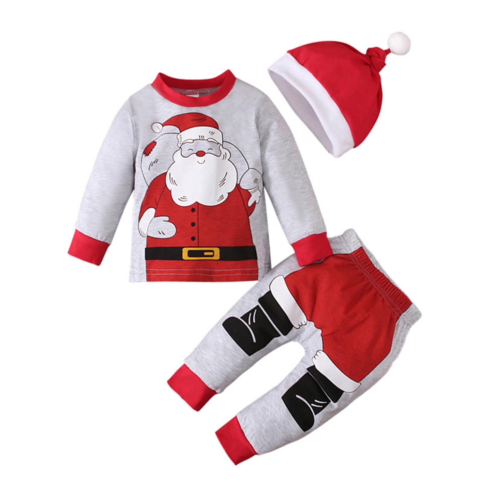 Girls Baby Boys Clothes Set Christmas Santa Clause T-Shirt Tops Xmas ...