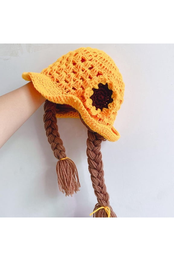 Girls Baby Handmade Twist Ear Protection Wool Sun Protection Hat