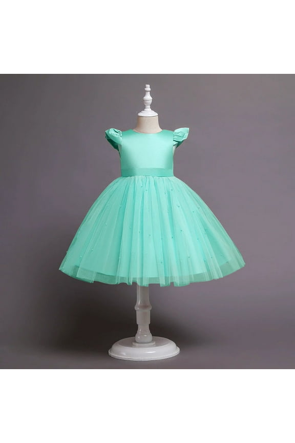 Girls Baby Long Skirt Solid Princess Bowknot Performance Dress Skirt Dress Dress Girl Style Dress