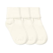 Girls Baby Organic Cotton Seamless Turn Cuff Ankle Socks 3 Pair Pack
