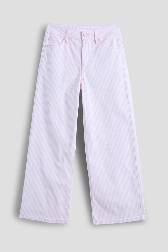 Jeans Girls Baby Pink Hickory Stripe Wide Leg Pant