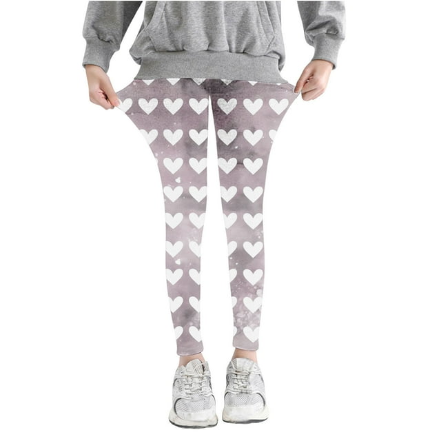 Girls Baby and Toddler Capris Leggings Full Length Pants Girls Heart Printed Pants High Waist Stretchy Soft Tights Kids Summer Leggings for School Wearing Pinks 7 Years