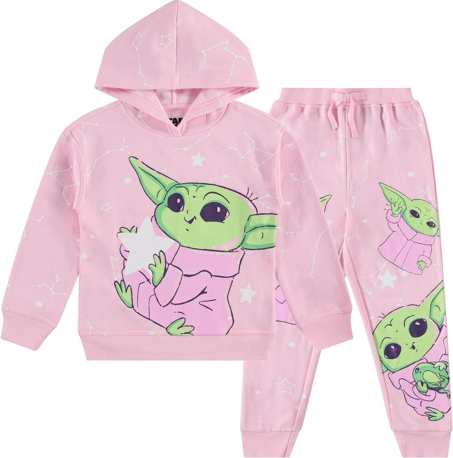 Girls Baby Yoda Pullover Hoodie and Jogger Sweatpants Clothing Set