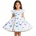 thumbnail image 1 of Girls Back to School Dress Flutter Sleeve Printed Casual Daily Dress for Kids 3 10Y, 1 of 6