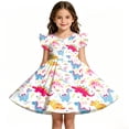 thumbnail image 1 of Girls Back to School Dress Flutter Sleeve Printed Casual Daily Dress for Kids 3 10Y, 1 of 7