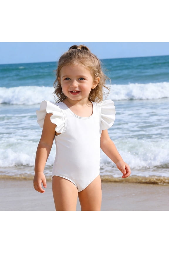 Girls' Backless Bowknot Bikini Swimsuit Two-Piece Set with Snap Closure for Beach Pool and Play